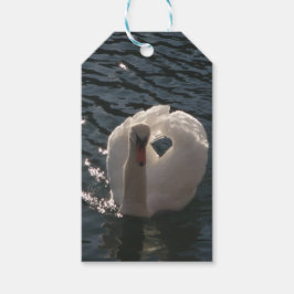 Etiqueta Para Presente Belo cisne branco adesivo redondo clássico