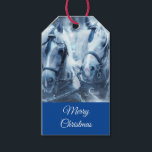 Etiqueta Para Presente Belo Horse Team Winter Photo Christmas<br><div class="desc">Etiquetas de presentes de Natal felizes com uma fotografia de um par de cavalos juntos. Um dia de neve e um filtro azul criam uma cena mágica.</div>