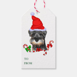 Etiqueta Para Presente Belo Natal da Miniatura Schnauzer