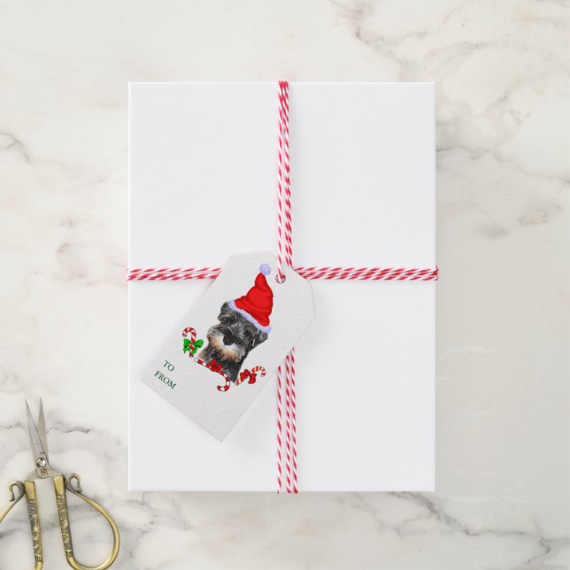 Etiqueta Para Presente Belo Natal da Miniatura Schnauzer (Com cordão)