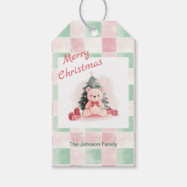 Etiqueta Para Presente Belo Natal do Urso Rosa