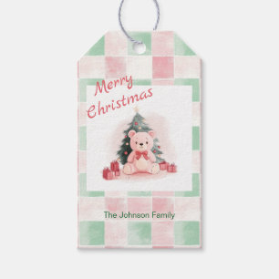 Etiqueta Para Presente Belo Natal do Urso Rosa