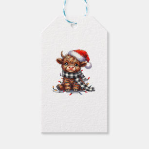 Etiqueta Para Presente Belo Natal Luzes de Highland Vaca Engraçada Natal