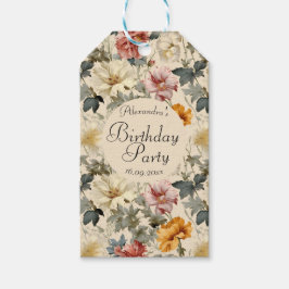Etiqueta Para Presente Belo padrão retrorfloral moderno Aniversário