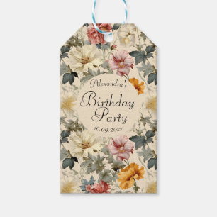 Etiqueta Para Presente Belo padrão retrorfloral moderno Aniversário