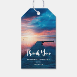 Etiqueta Para Presente Belo pôr do sol numa festa no lago calmo Obrigado