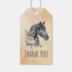 Etiqueta Para Presente Belo Retrato De Cabeça De Cavalo Aquarela Obrigad