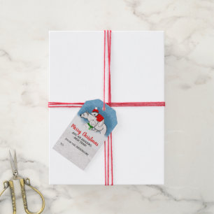 Etiqueta Para Presente Belo Urso Polar Mãe Com Filhos Feliz Natal