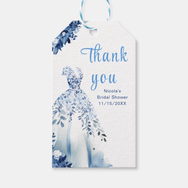 Etiqueta Para Presente Belo vestido floral azul noiva Chuva (Frente)