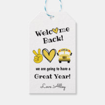 Bem-vindo de volta à etiqueta do presente escolar,