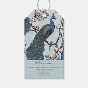 Etiqueta Para Presente Bem-vindo Elegante Floral Pavão Azul Poeirento