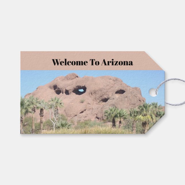 Etiqueta Para Presente Bem-vindo Hóspede ao Marco de Phoenix no Arizona (Frente (horizontal))