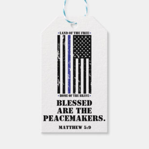 Etiqueta Para Presente Bênção Cristã para a Polícia - Bandeira Azul Fino