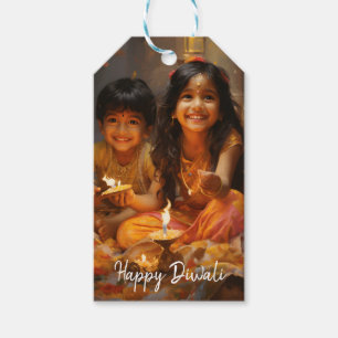 Etiqueta Para Presente Bênçãos Radiantes: Joy Diwali com Crianças Hindus