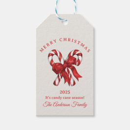 Etiqueta Para Presente Bengala de Natal customizada feliz Natal vermelho