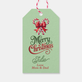 Etiqueta Para Presente Bengalas com Laço Vermelho Feliz Natal