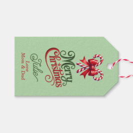 Etiqueta Para Presente Bengalas com Laço Vermelho Feliz Natal