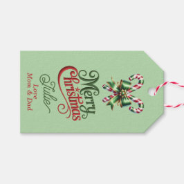Etiqueta Para Presente Bengalas com Laço Vermelho Feliz Natal