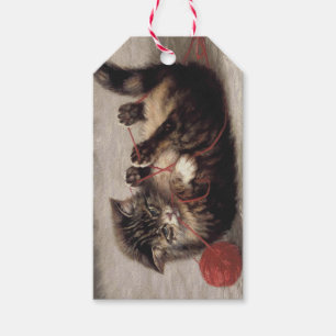 Etiqueta Para Presente Berço de Gato, Um Gato Brincando com um Novelo de 