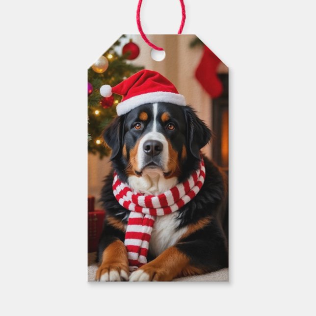 Etiqueta Para Presente Bernese Mountain Dog Natal (Frente)