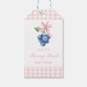Etiqueta Para Presente Berry primeiro aniversário de mirtilo Laço Rosa Gi