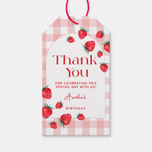 Etiqueta Para Presente Berry Primeiro Aniversário Gingham Strawberry Obri