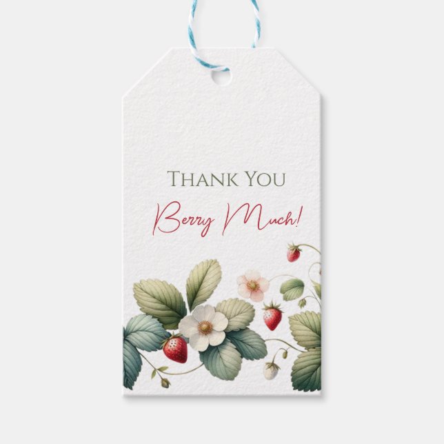 Etiqueta Para Presente Berry Strawberry Birthday Obrigado (Frente)