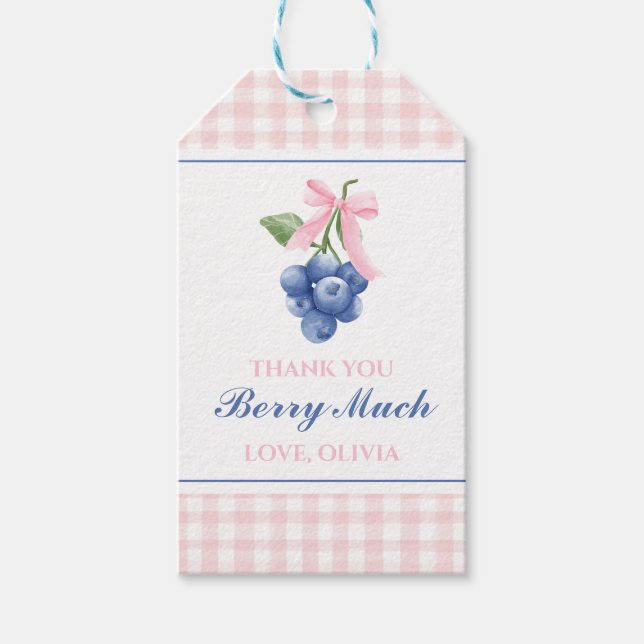 Etiqueta Para Presente Berry Sweet blueberry Arco Rosa Gingham (Frente)