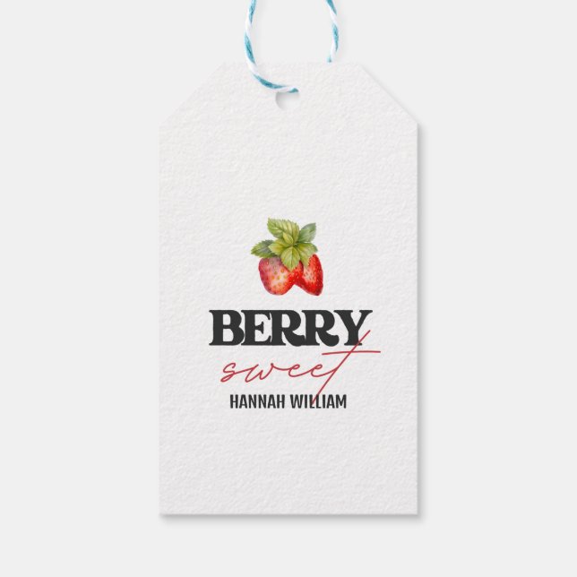Etiqueta Para Presente Berry Sweet Strawberry Chá de fraldas (Verso)
