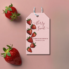Etiqueta Para Presente Berry Sweet Strawberry Heart Chá de fraldas