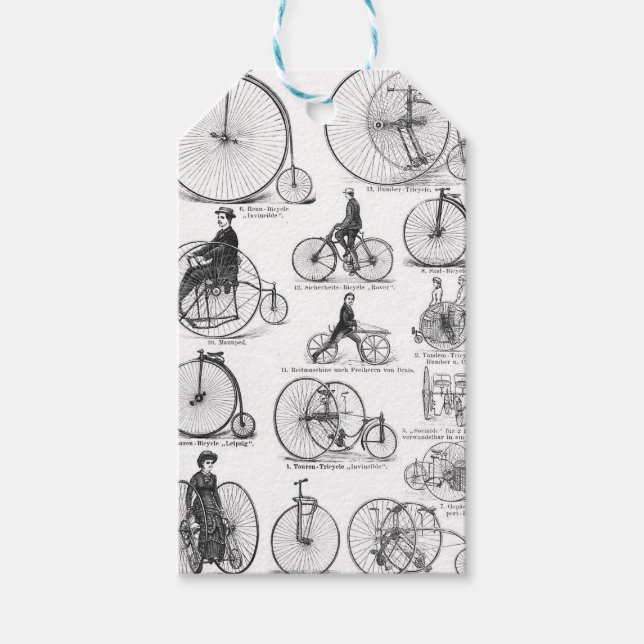 Etiqueta Para Presente Bicicleta de Roda Alta Penny Farthing (Frente)