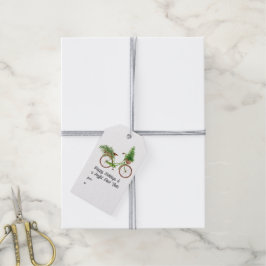 Etiqueta Para Presente Bicicleta Floral de Natal em Aquarela