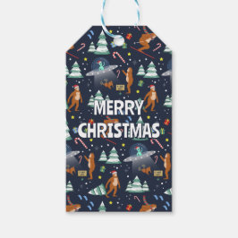 Etiqueta Para Presente Big Foot, Aliens e Reindeer Sci-Fi Natal