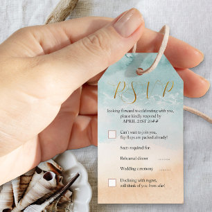 Etiqueta Para Presente Bilhete RSVP de Casamento de Destino de Aquarelas