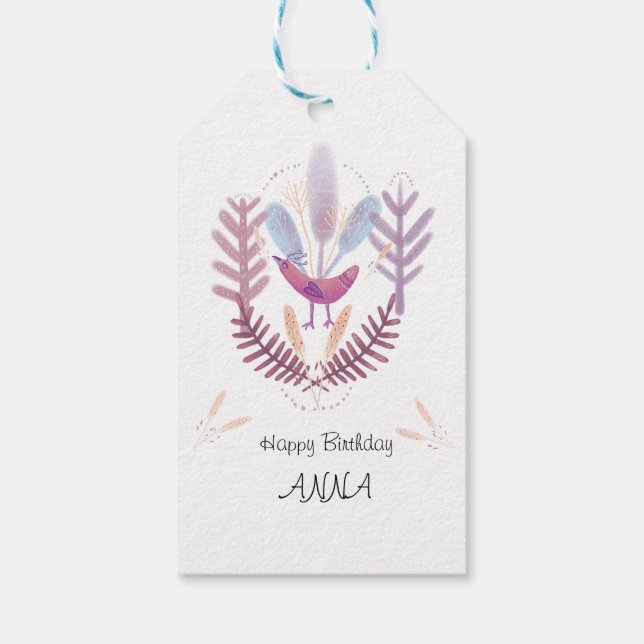 Etiqueta Para Presente birds and plants  (Verso)