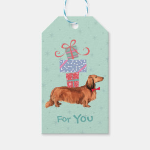 Etiqueta Para Presente Birthday apresenta Longhaired Dachshund