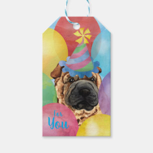 Etiqueta Para Presente Birthday Balloons Chinês Shar-Pei