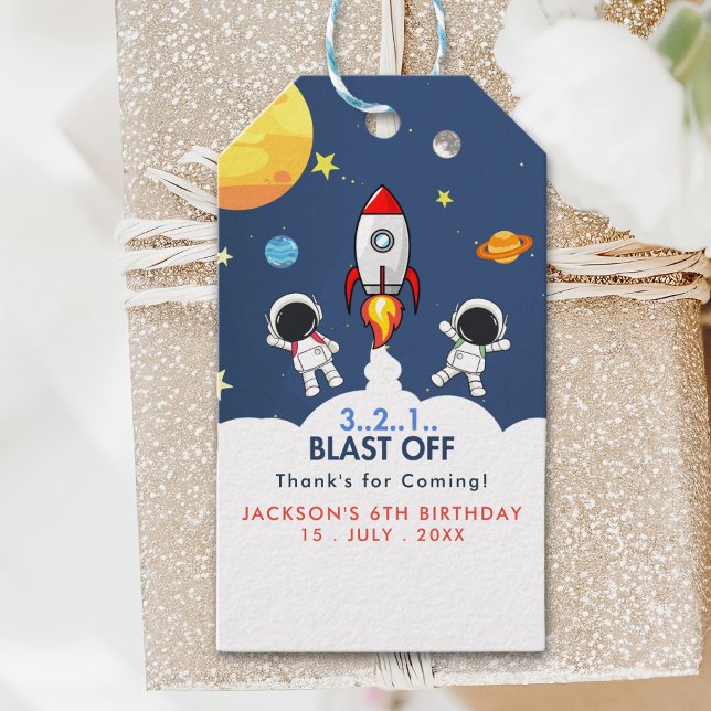 Etiqueta Para Presente Birthday boy with Astronaut, Space Theme (Criador carregado)