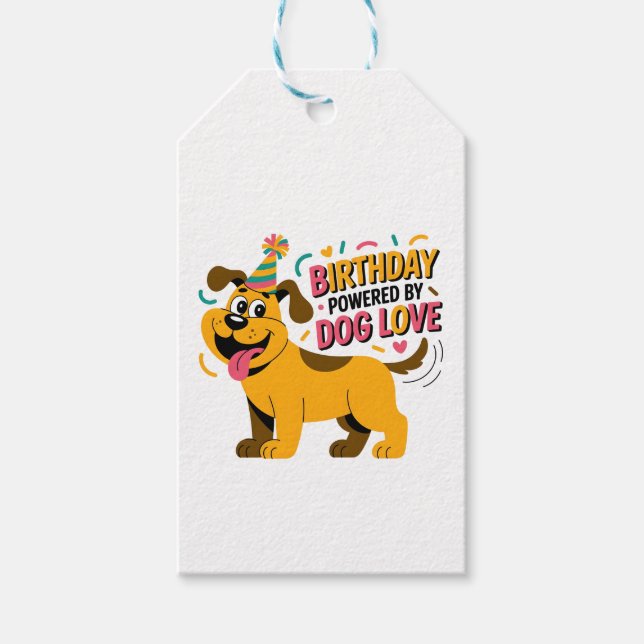 Etiqueta Para Presente Birthday Dog Love Party Illustration (Frente)