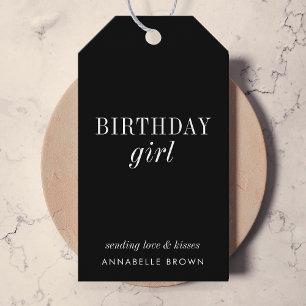 Etiqueta Para Presente Birthday Girl Na moda Trendy Modern Black Simple