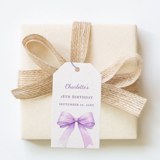 Etiqueta Para Presente Birthday lavender bow DIY write by hand (Criador carregado)