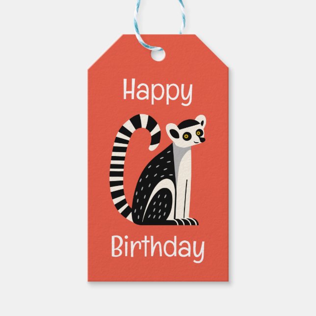 Etiqueta Para Presente Birthday Lemur (Frente)