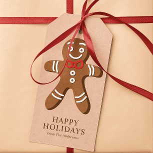 Etiqueta Para Presente Biscoito de Gengibre Fofo Kraft Natal Férias