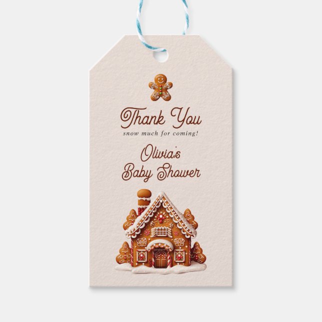 Etiqueta Para Presente Biscoito de Natal da Casa Gingercake Obrigado (Frente)