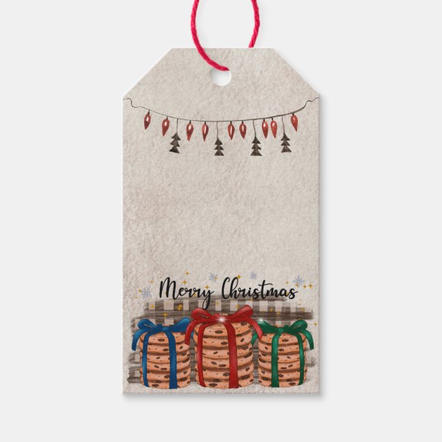 Etiqueta Para Presente Biscoitos Chip De Chocolate Feliz De Natal (Frente)