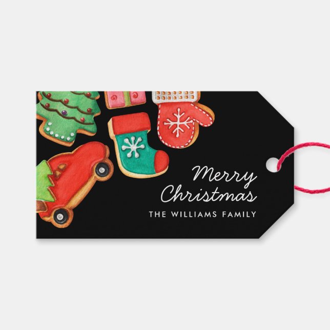 Etiqueta Para Presente Biscoitos de Açúcar de Natal Feliz (Frente (horizontal))
