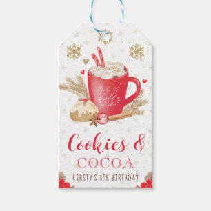 Etiqueta Para Presente Biscoitos de Inverno Vermelho e Aniversário de Cac