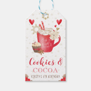 Etiqueta Para Presente Biscoitos de Inverno Vermelho e Aniversário de Cac