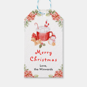 Etiqueta Para Presente Biscoitos de Natal e Cacau Vermelho Feliz Natal