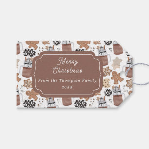 Etiqueta Para Presente Biscoitos de Natal e Chocolate Quente Férias de Na